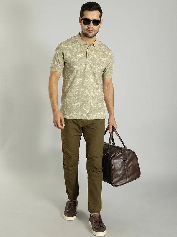 Indian Terrain Men's Comfort Fit Solid Green Trousers